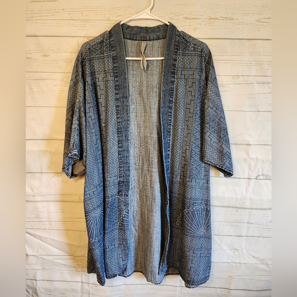 Melissa McCarthy Seven7 Blue Patterned Cardigan